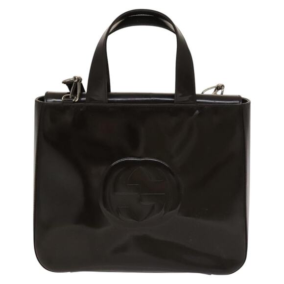 GUCCI Hand Bag Patent Leather Silver Brown 000 2058 0504 5 - Picture 2 of 12